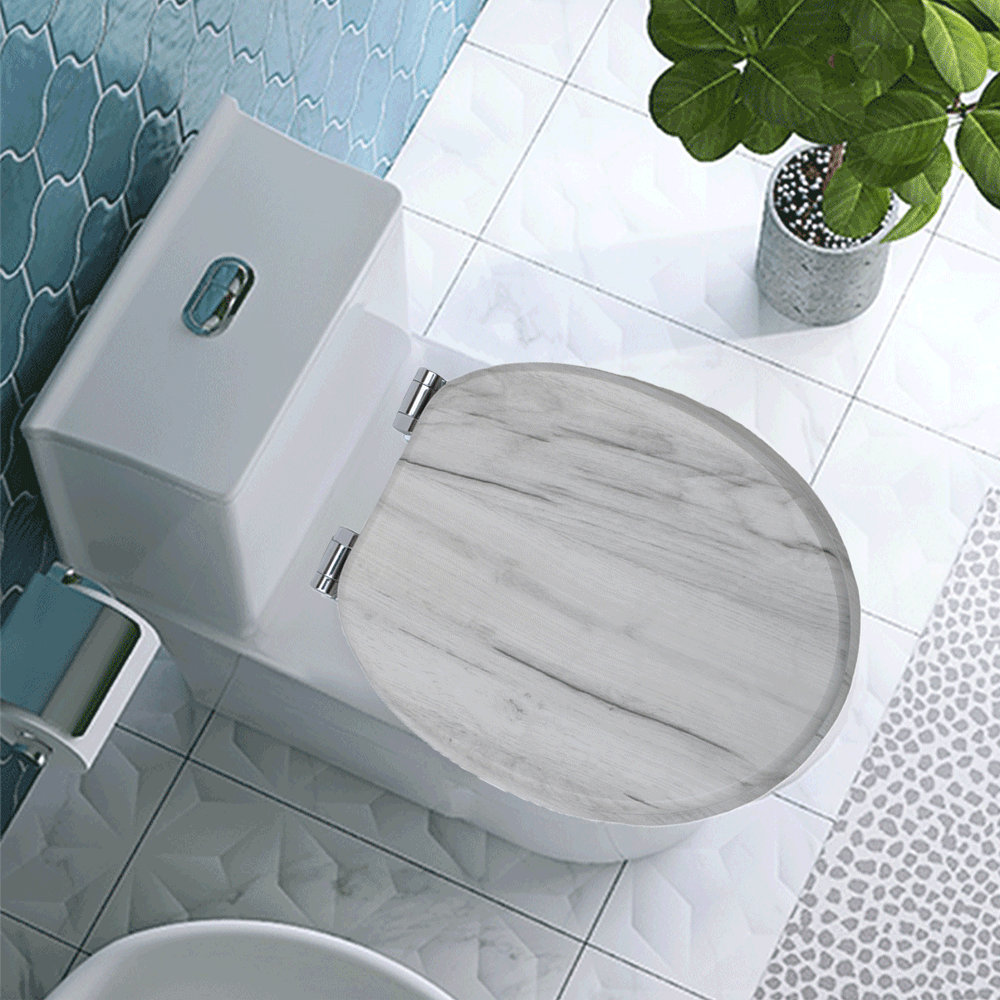 SINOBATH MDF-Holzkern, WC-Sitz Toilettensitz mit Absenkautomatik, Softclose-Scharnier（W109）