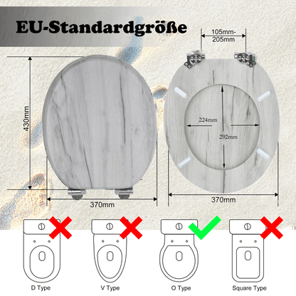 SINOBATH MDF-Holzkern, WC-Sitz Toilettensitz mit Absenkautomatik, Softclose-Scharnier（W109）