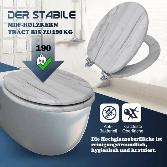 SINOBATH MDF-Holzkern, WC-Sitz Toilettensitz mit Absenkautomatik, Softclose-Scharnier（W109）
