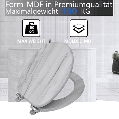 SINOBATH MDF-Holzkern, WC-Sitz Toilettensitz mit Absenkautomatik, Softclose-Scharnier（W109）