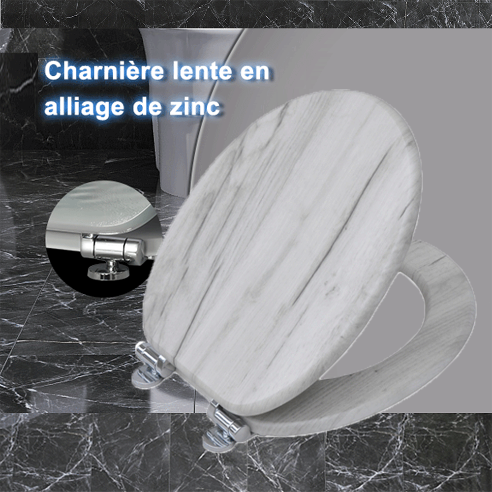 SINOBATH MDF-Holzkern, WC-Sitz Toilettensitz mit Absenkautomatik, Softclose-Scharnier（W109）