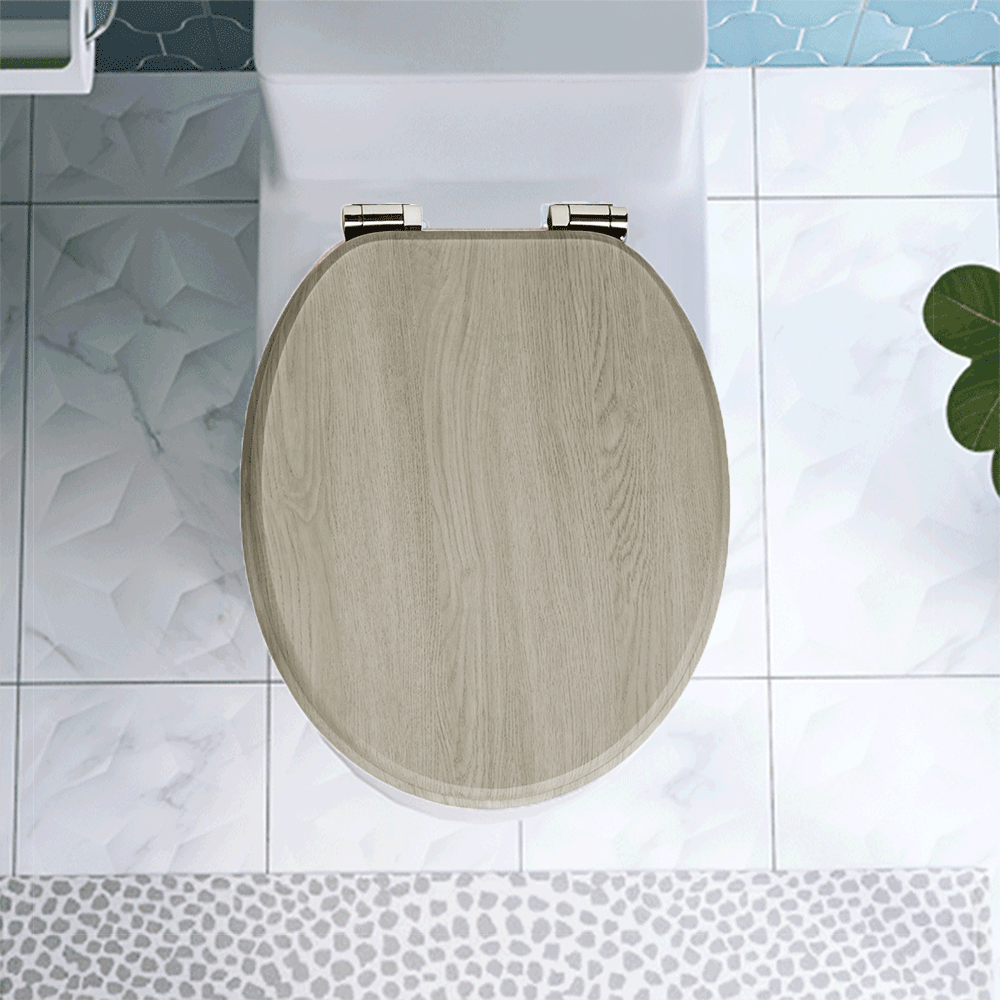 SINOBATH MDF-Holzkern, WC-Sitz Toilettensitz mit Absenkautomatik, Softclose-Scharnier（W111）