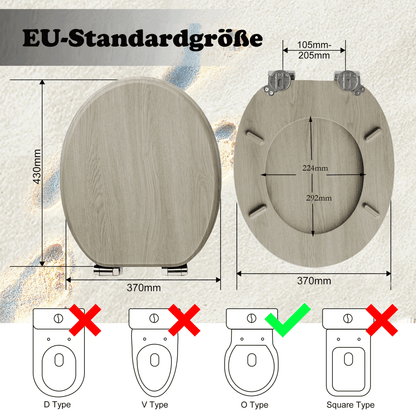 SINOBATH MDF-Holzkern, WC-Sitz Toilettensitz mit Absenkautomatik, Softclose-Scharnier（W111）