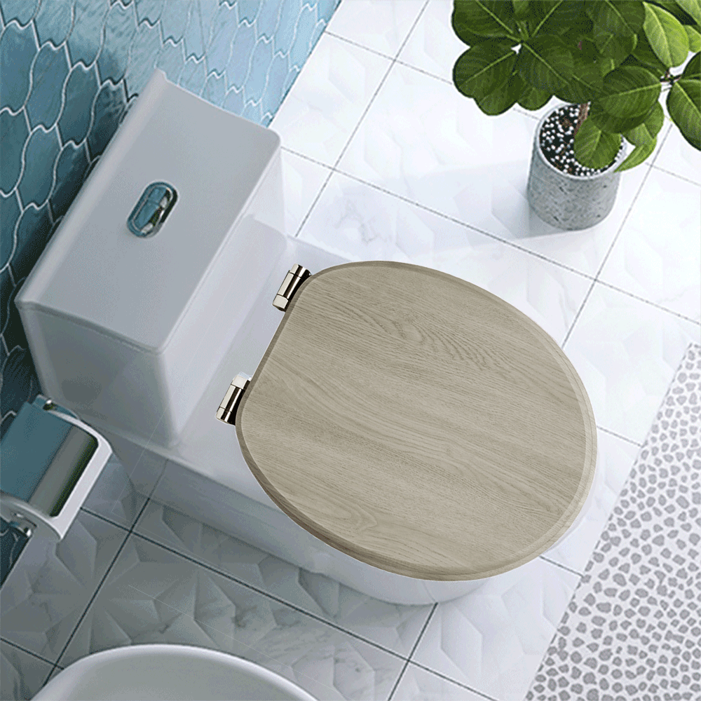 SINOBATH MDF-Holzkern, WC-Sitz Toilettensitz mit Absenkautomatik, Softclose-Scharnier（W111）