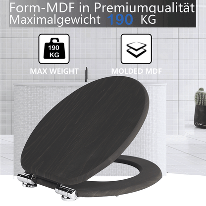 SINOBATH MDF-Holzkern, WC-Sitz Toilettensitz mit Absenkautomatik, Softclose-Scharnier(W113)