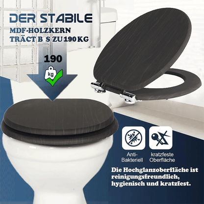 SINOBATH MDF-Holzkern, WC-Sitz Toilettensitz mit Absenkautomatik, Softclose-Scharnier(W113)