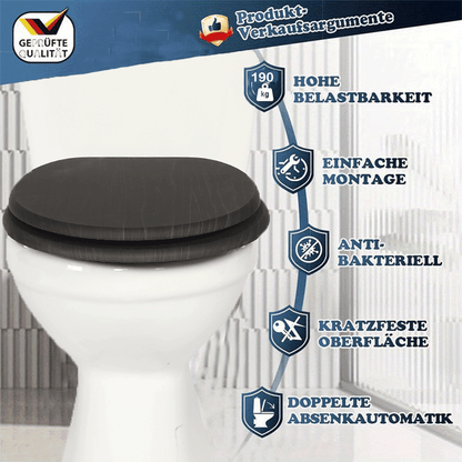 SINOBATH MDF-Holzkern, WC-Sitz Toilettensitz mit Absenkautomatik, Softclose-Scharnier(W113)