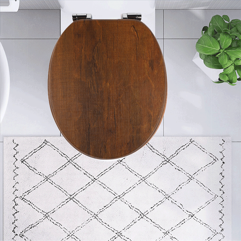 SINOBATH MDF-Holzkern, WC-Sitz Toilettensitz mit Absenkautomatik, Softclose-Scharnier(W114)