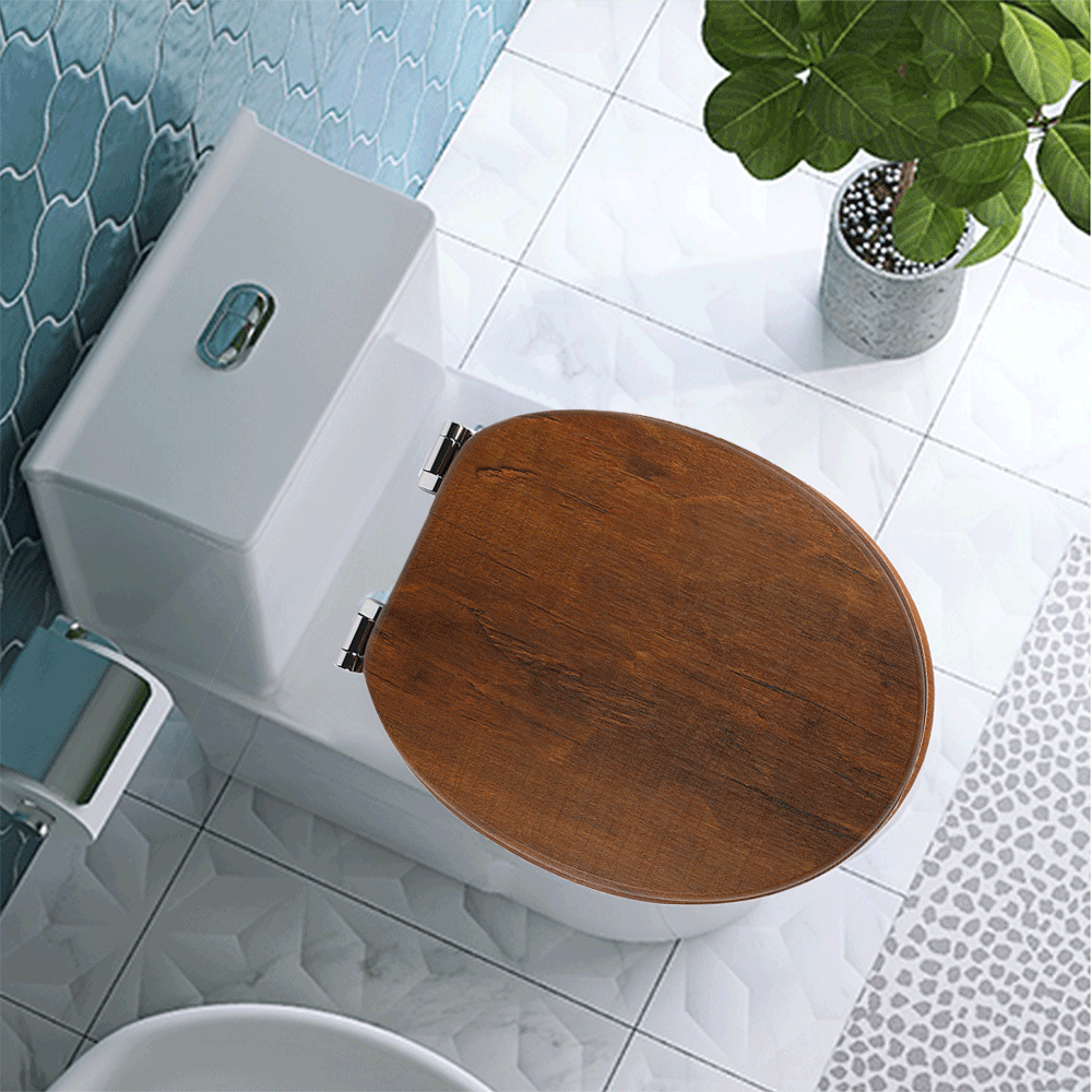 SINOBATH MDF-Holzkern, WC-Sitz Toilettensitz mit Absenkautomatik, Softclose-Scharnier(W114)