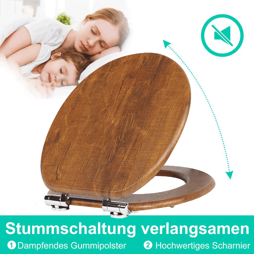 SINOBATH MDF-Holzkern, WC-Sitz Toilettensitz mit Absenkautomatik, Softclose-Scharnier(W114)