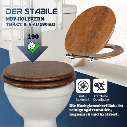 SINOBATH MDF-Holzkern, WC-Sitz Toilettensitz mit Absenkautomatik, Softclose-Scharnier(W114)