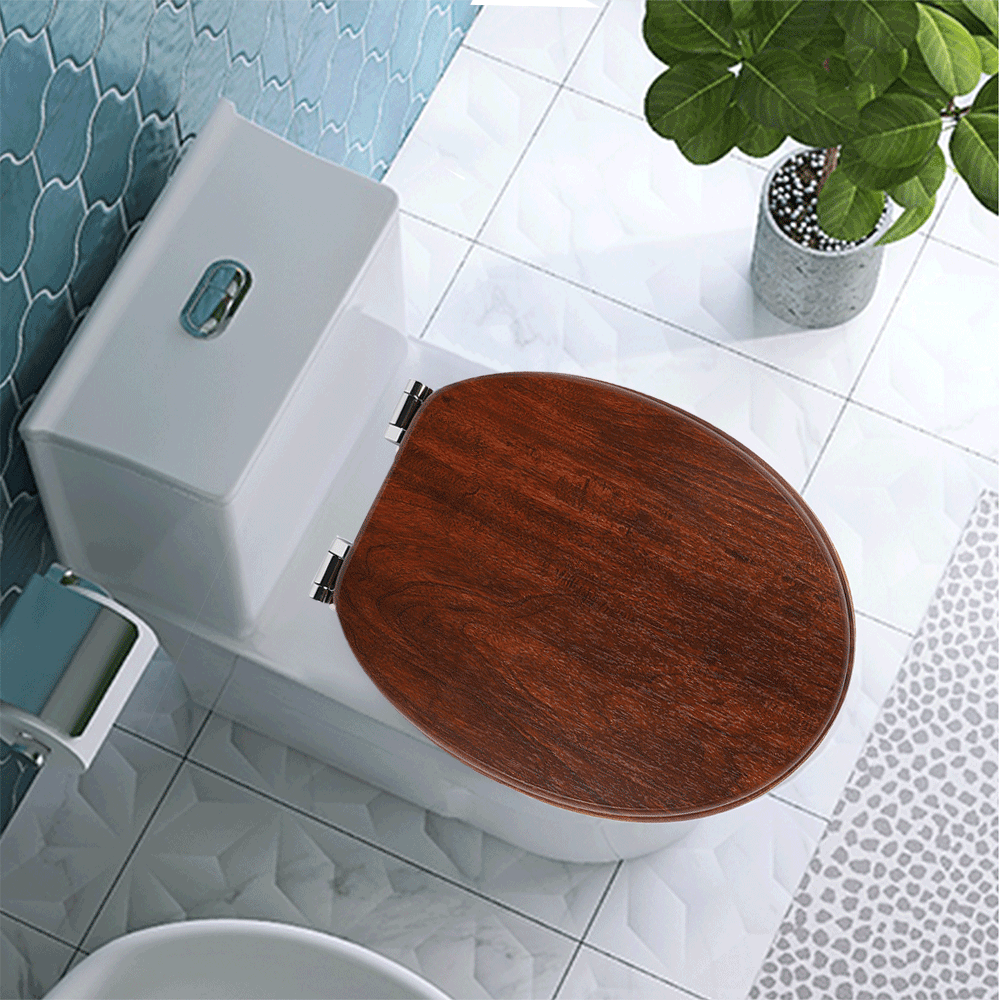 SINOBATH MDF-Holzkern, WC-Sitz Toilettensitz mit Absenkautomatik, Softclose-Scharnier(W115)