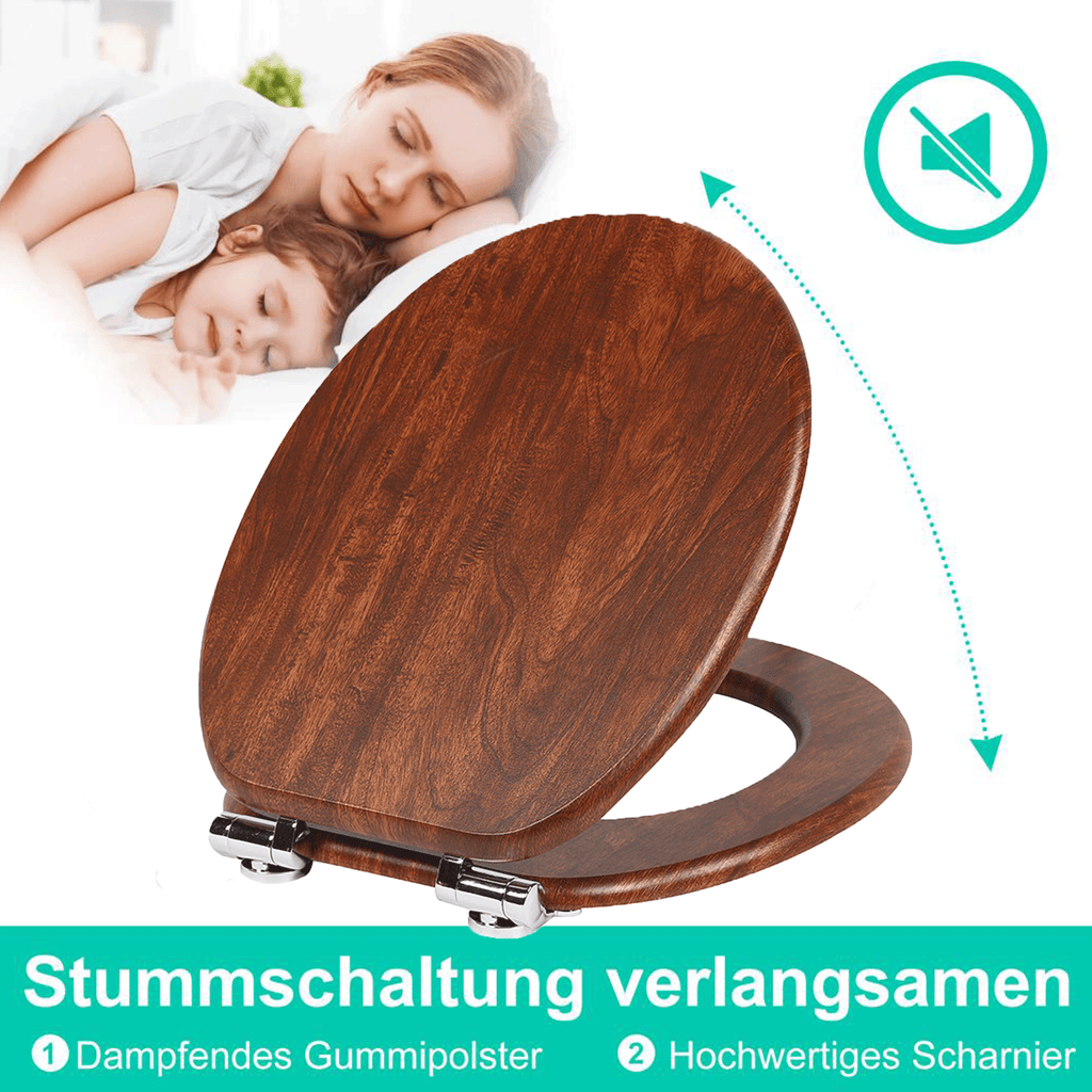 SINOBATH MDF-Holzkern, WC-Sitz Toilettensitz mit Absenkautomatik, Softclose-Scharnier(W115)