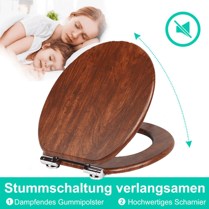 SINOBATH MDF-Holzkern, WC-Sitz Toilettensitz mit Absenkautomatik, Softclose-Scharnier(W115)