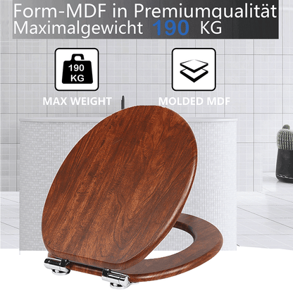 SINOBATH MDF-Holzkern, WC-Sitz Toilettensitz mit Absenkautomatik, Softclose-Scharnier(W115)