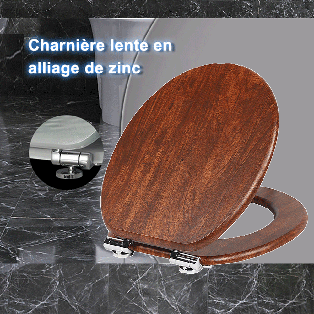 SINOBATH MDF-Holzkern, WC-Sitz Toilettensitz mit Absenkautomatik, Softclose-Scharnier(W115)