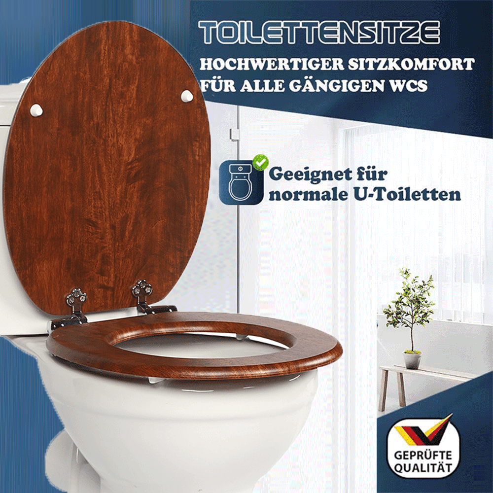 SINOBATH MDF-Holzkern, WC-Sitz Toilettensitz mit Absenkautomatik, Softclose-Scharnier(W115)