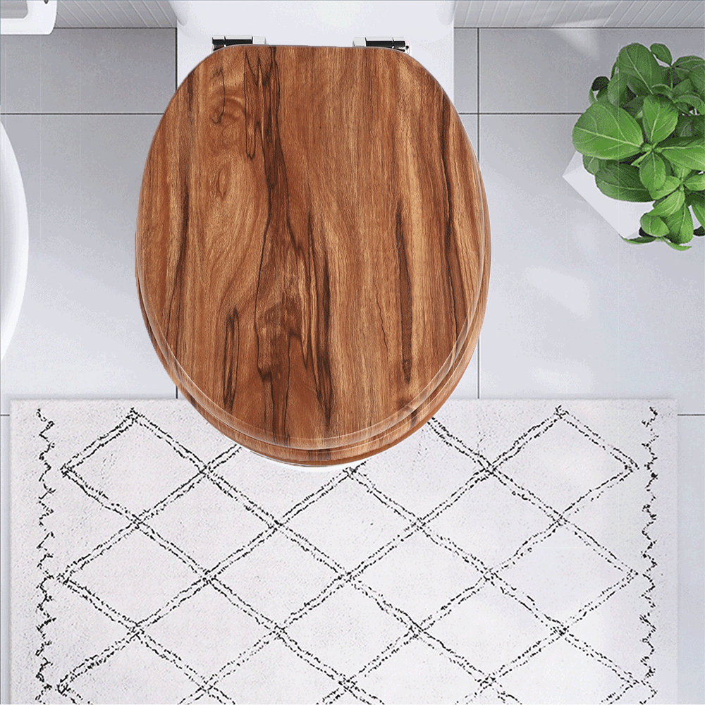 SINOBATH MDF-Holzkern, WC-Sitz Toilettensitz mit Absenkautomatik, Softclose-Scharnier(W116)