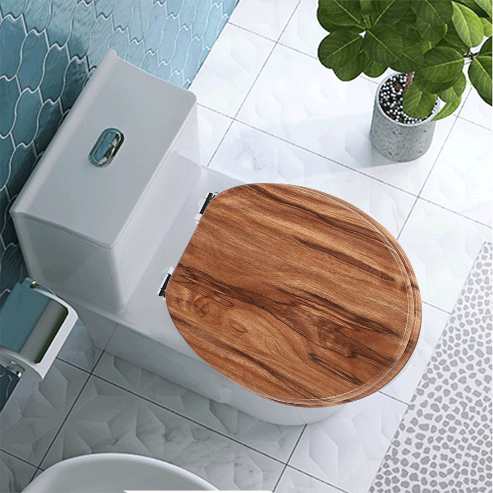 SINOBATH MDF-Holzkern, WC-Sitz Toilettensitz mit Absenkautomatik, Softclose-Scharnier(W116)