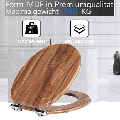 SINOBATH MDF-Holzkern, WC-Sitz Toilettensitz mit Absenkautomatik, Softclose-Scharnier(W116)