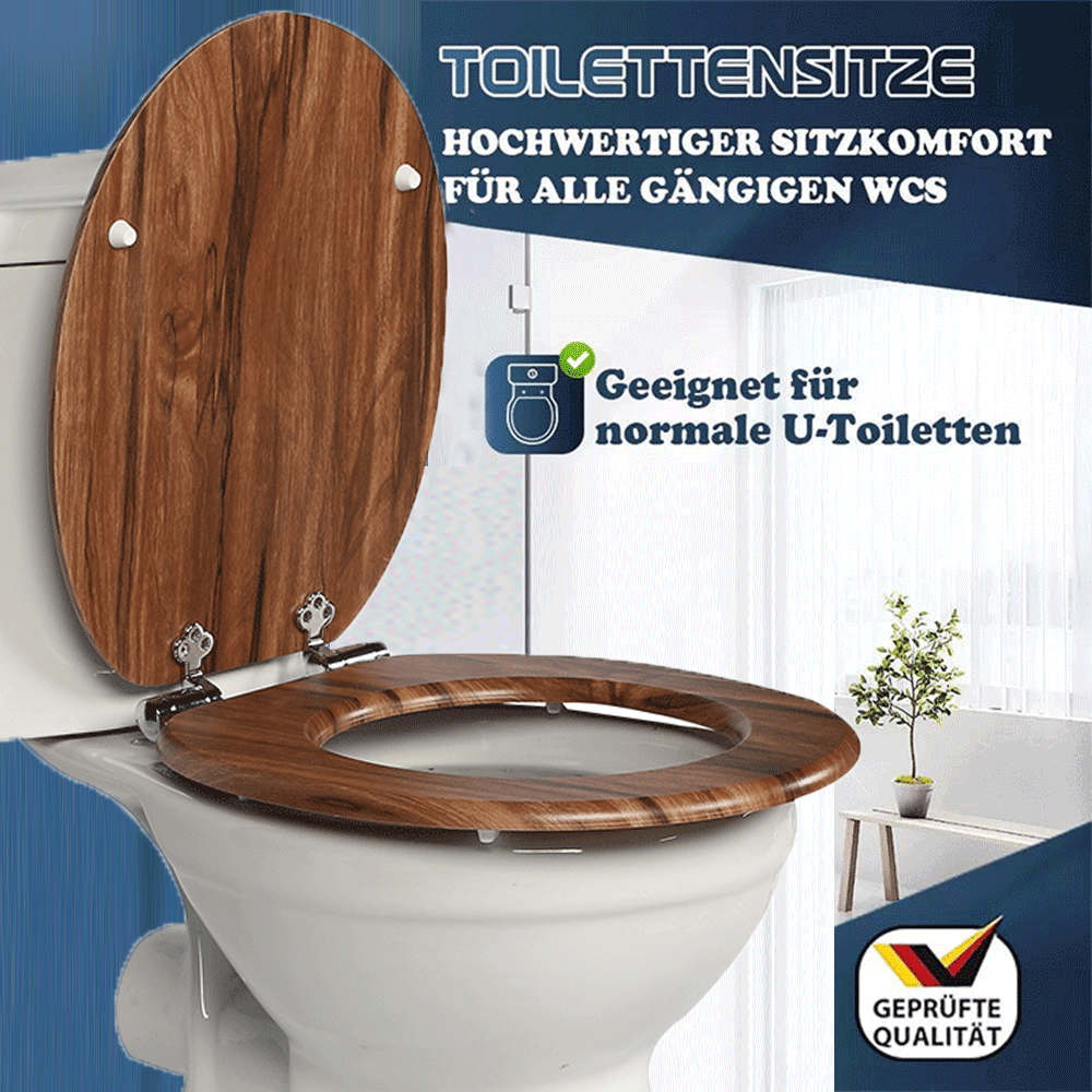 SINOBATH MDF-Holzkern, WC-Sitz Toilettensitz mit Absenkautomatik, Softclose-Scharnier(W116)