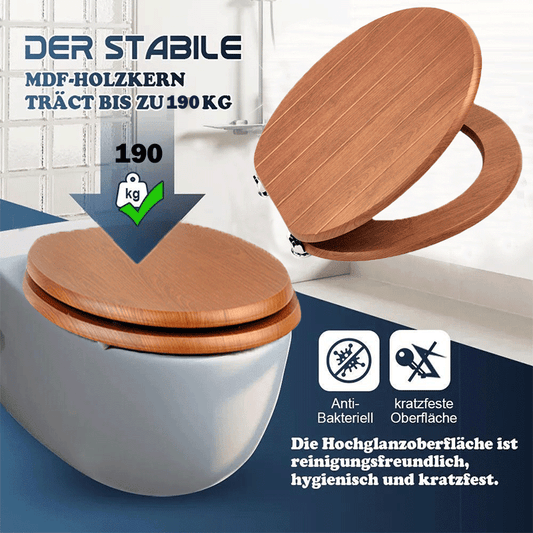 SINOBATH MDF-Holzkern, WC-Sitz Toilettensitz mit Absenkautomatik, Softclose-Scharnier(W86)