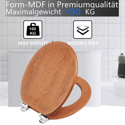 SINOBATH MDF-Holzkern, WC-Sitz Toilettensitz mit Absenkautomatik, Softclose-Scharnier(W86)