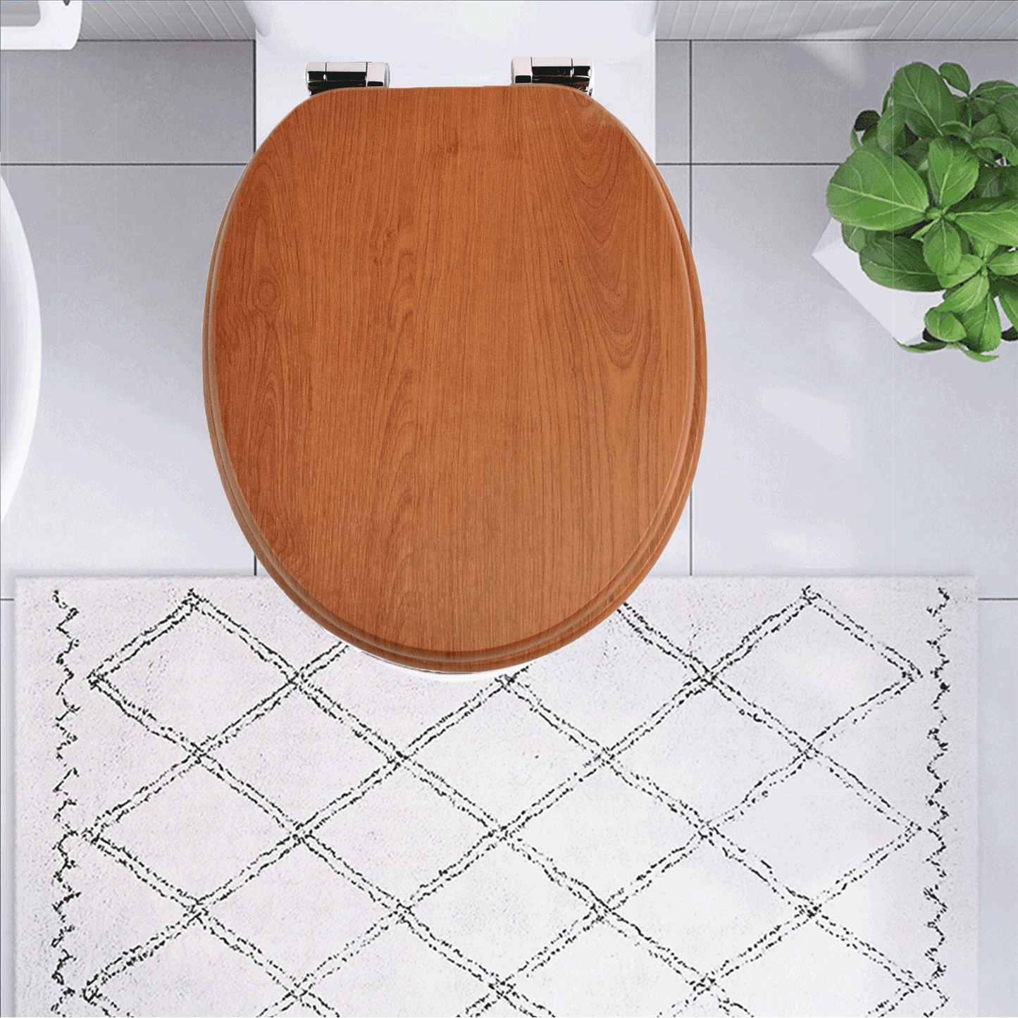 SINOBATH MDF-Holzkern, WC-Sitz Toilettensitz mit Absenkautomatik, Softclose-Scharnier(W86)