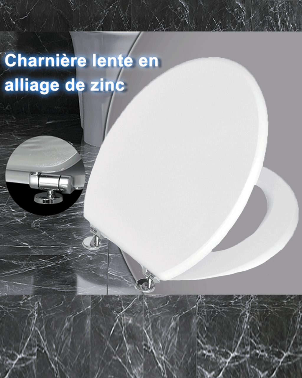 SINOBATH (H001) mit Absenkautomatik, MDF-Holzkern, WC-Sitz Toilettensitz （Weiß）