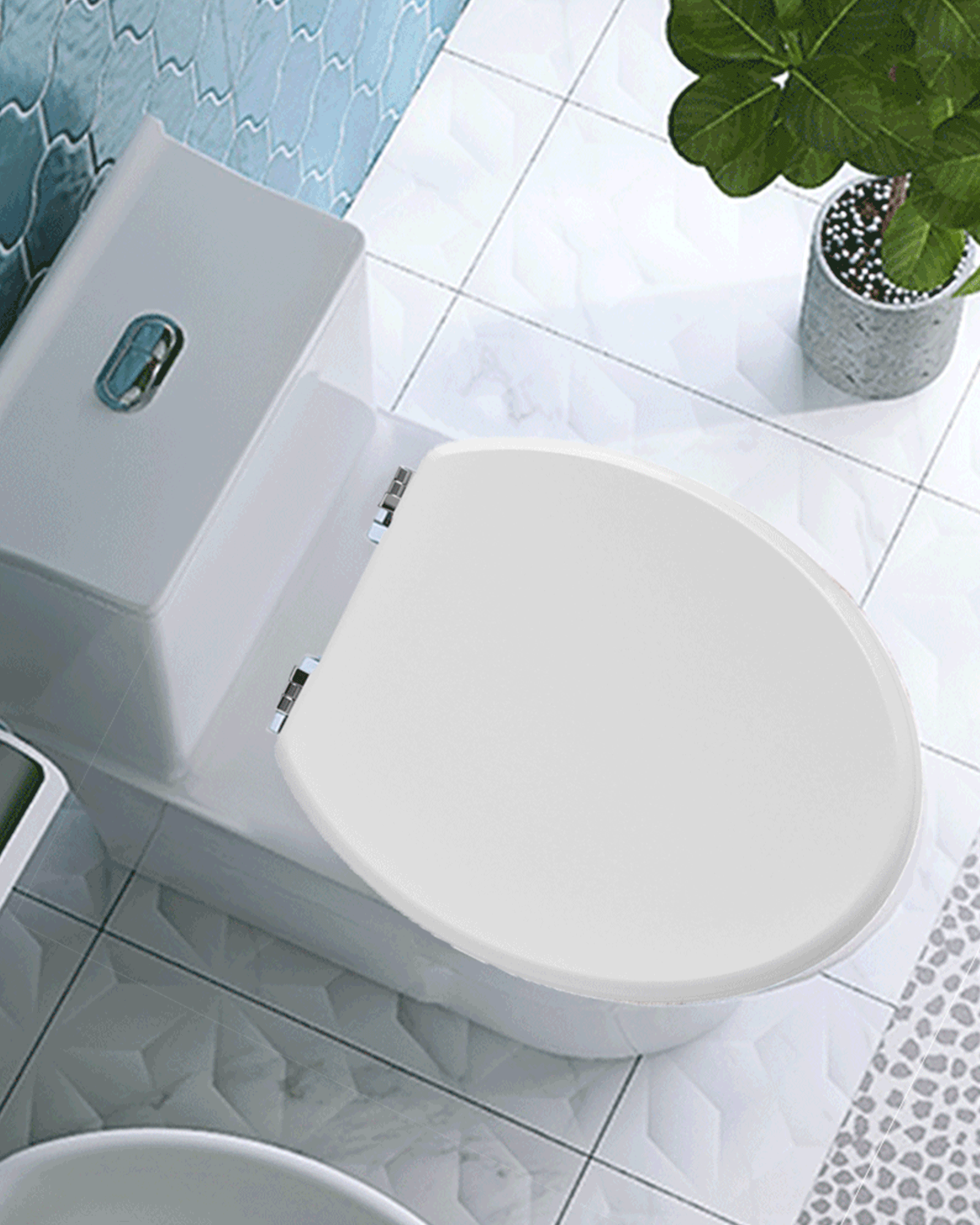 SINOBATH (H001) mit Absenkautomatik, MDF-Holzkern, WC-Sitz Toilettensitz （Weiß）