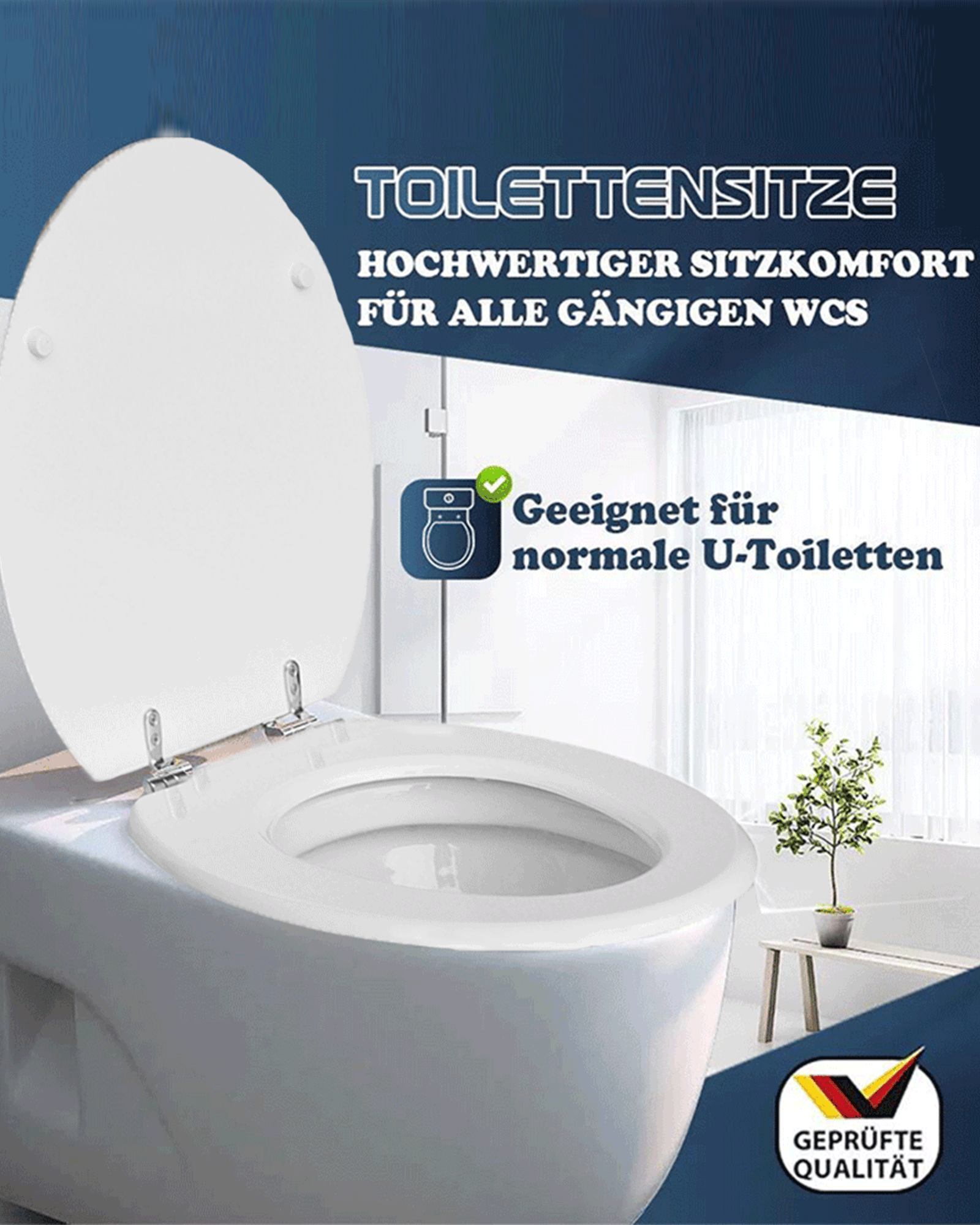 SINOBATH (H001) mit Absenkautomatik, MDF-Holzkern, WC-Sitz Toilettensitz （Weiß）