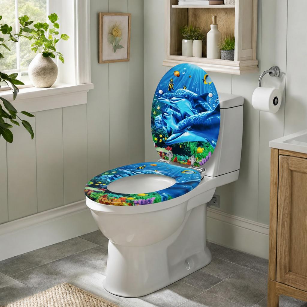 SINOBATH MDF WC-Sitz Gedruckte Muster Softclose Toilettensitz — H394