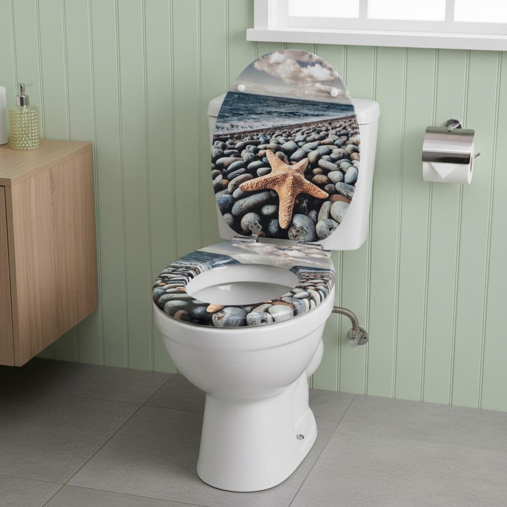 SINOBATH MDF WC-Sitz Gedruckte Muster Softclose Toilettensitz — H393