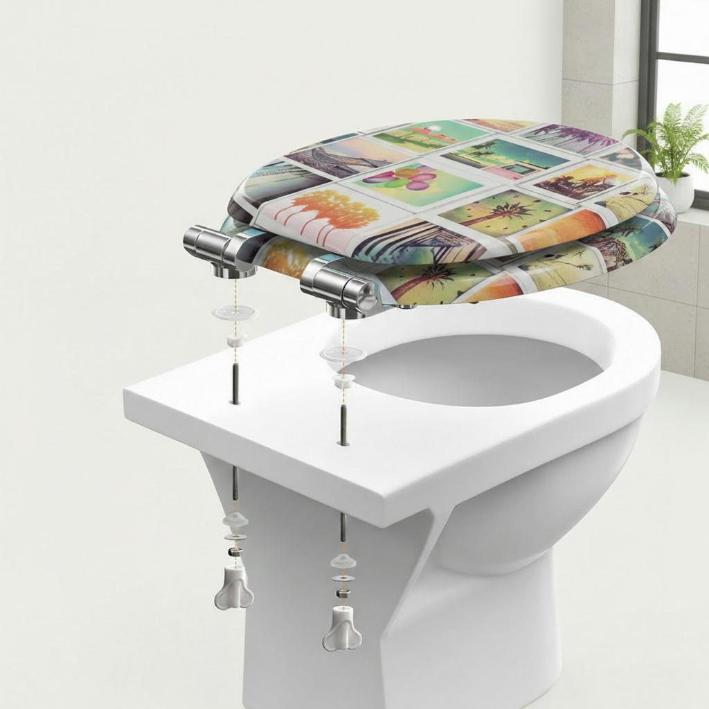 SINOBATH MDF WC-Sitz Gedruckte Muster Softclose Toilettensitz — H399
