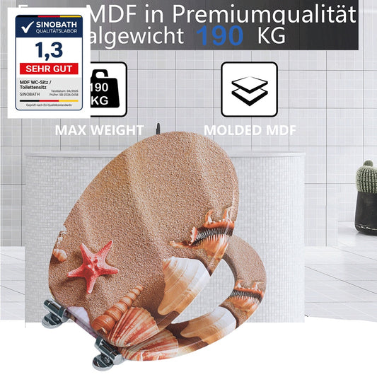 SINOBATH MDF-Holzkern, WC-Sitz Toilettensitz mit Absenkautomatik, Softclose-Scharnier(H308)