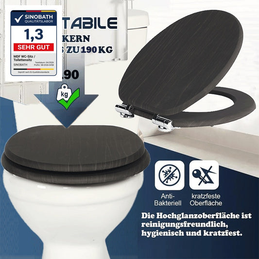 SINOBATH MDF-Holzkern, WC-Sitz Toilettensitz mit Absenkautomatik, Softclose-Scharnier(W113)