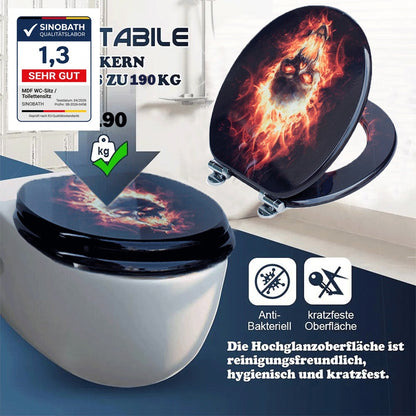 SINOBATH MDF-Holzkern, WC-Sitz Toilettensitz mit Absenkautomatik, Softclose-Scharnier(H143)