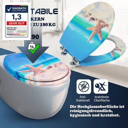SINOBATH MDF-Holzkern, WC-Sitz Toilettensitz mit Absenkautomatik, Softclose-Scharnier（H149)