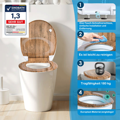 SINOBATH Duroplast WC-Sitz O-Form Steinoptik Absenkautomatik — UF12-434