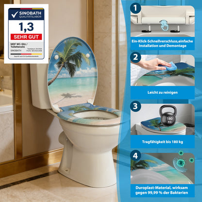 SINOBATH Duroplast WC-Sitz O-Form, am Meer-Optik Absenkautomatik — UF12-051