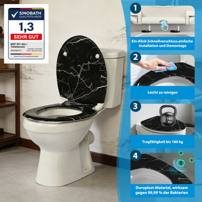 SINOBATH Duroplast WC-Sitz O-Form, Korn-Optik Absenkautomatik — UF12-351