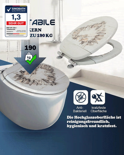 SINOBATH (H163)MDF-Holzkern, WC-Sitz Toilettensitz mit Absenkautomatik, Softclose-Scharnier（Herz）