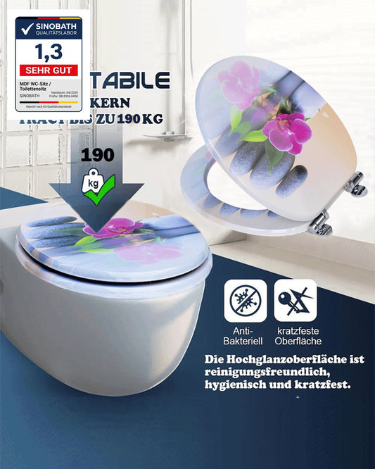 SINOBATH (H351) mit Absenkautomatik, Softclose-Scharnier,MDF-Holzkern, WC-Sitz Toilettensitz （Stein）